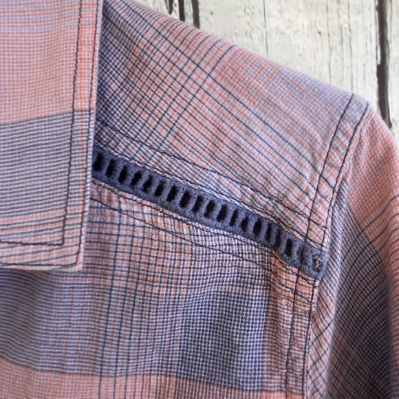 Toad & Co Womens Airbrush Deco Shirt Size L Outdoor Hiking Plaid Sustainable - Picture 5 of 12